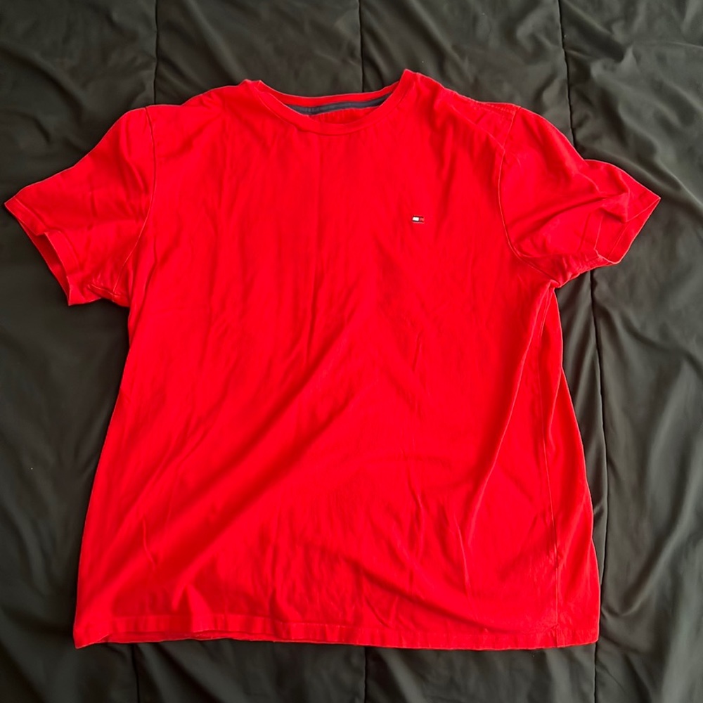 Tommy Hilfiger bright red t-shirt.